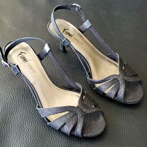 Fioni Night ladies size 9, black glitter heels